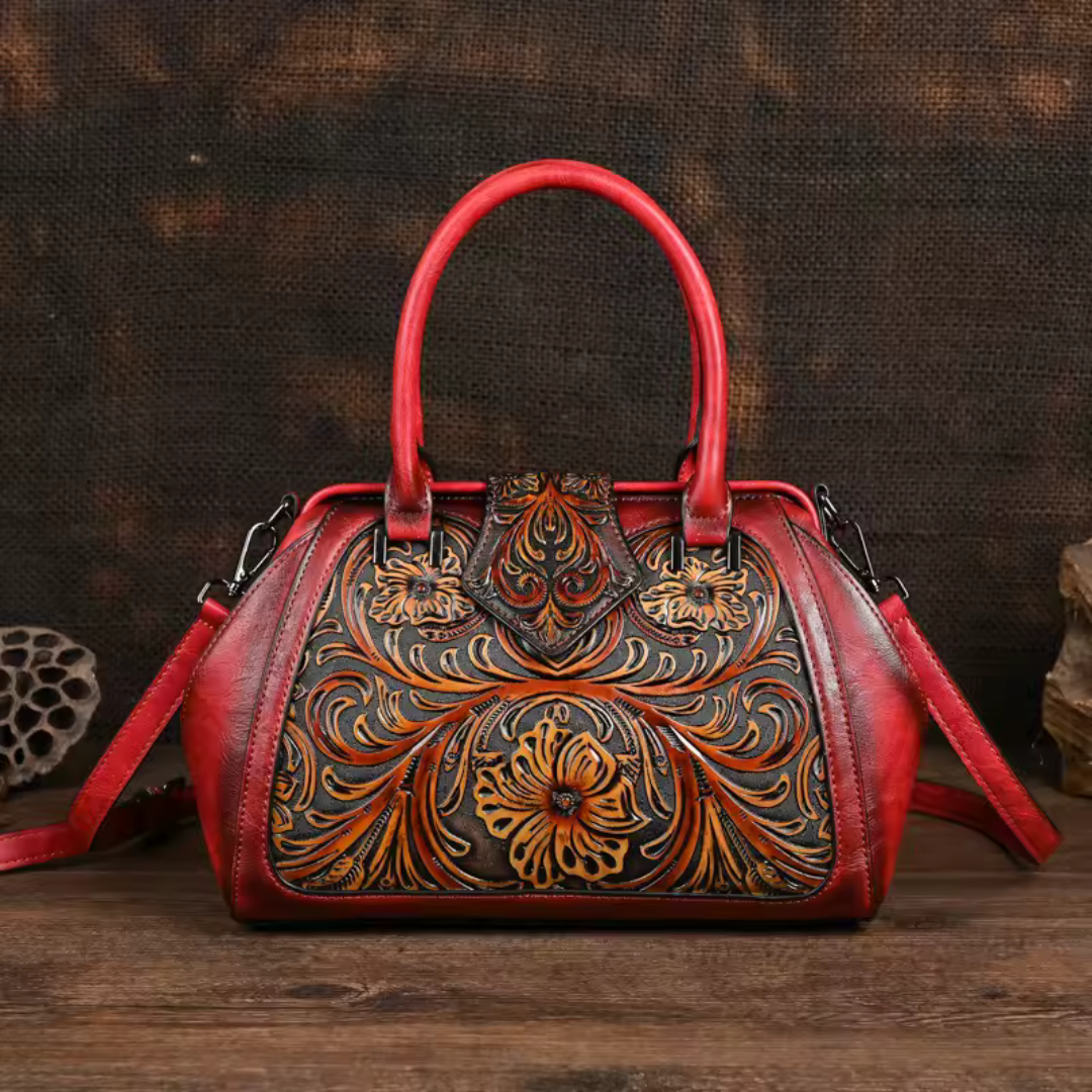 Florina - Bolso de piel con diseño grabado y estampado floral