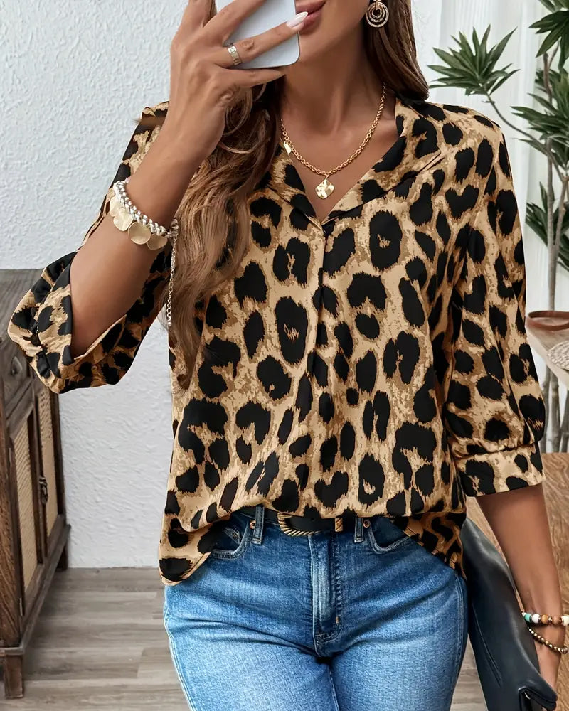 Isabel - Blusa Leopardo Chic de Otoño