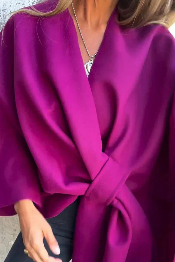 Luna – Chaqueta tipo capa con cuello en V holgado