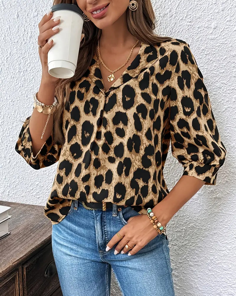 Isabel - Blusa Leopardo Chic de Otoño