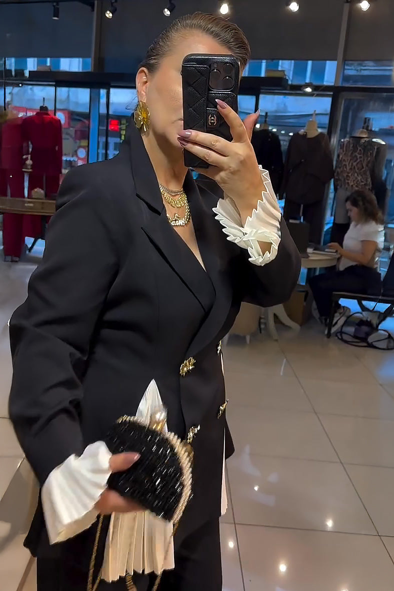 OLIVIA - Blazer de lujo cruzado con detalles plisados