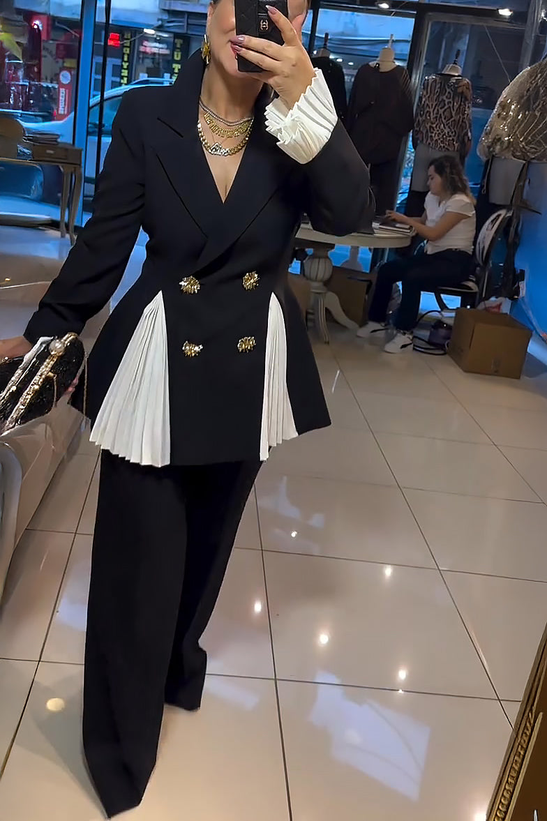 OLIVIA - Blazer de lujo cruzado con detalles plisados