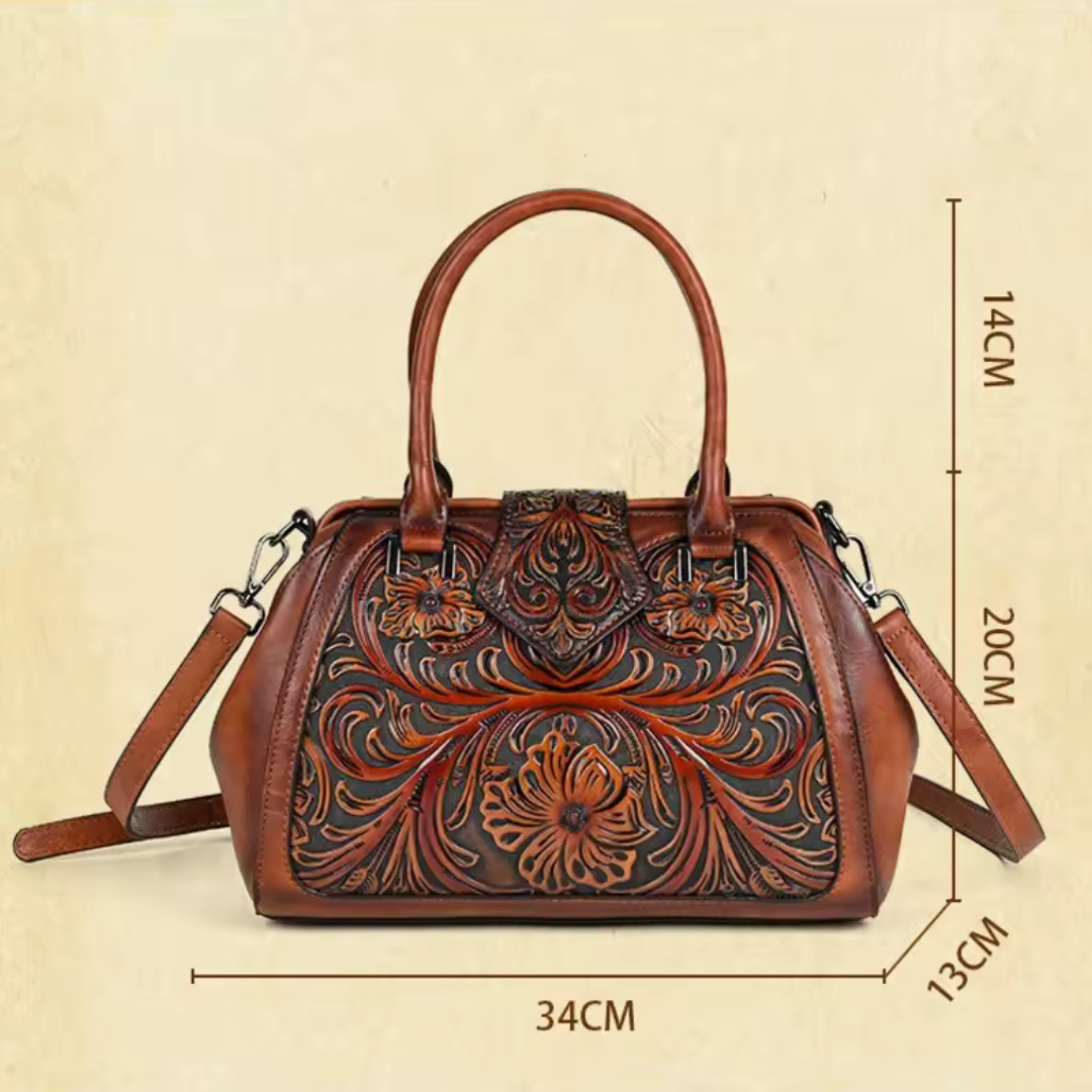 Florina - Bolso de piel con diseño grabado y estampado floral