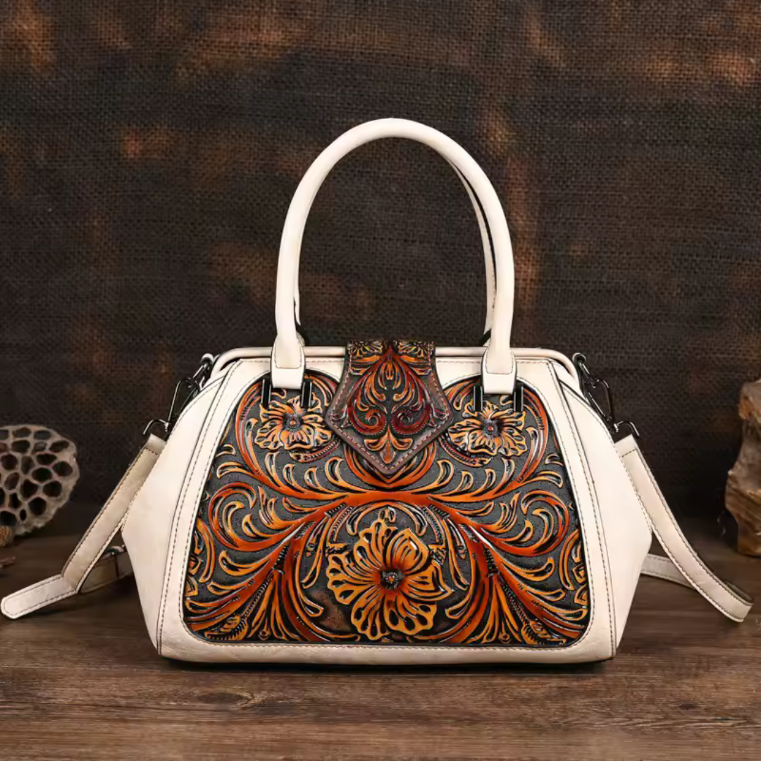 Florina - Bolso de piel con diseño grabado y estampado floral