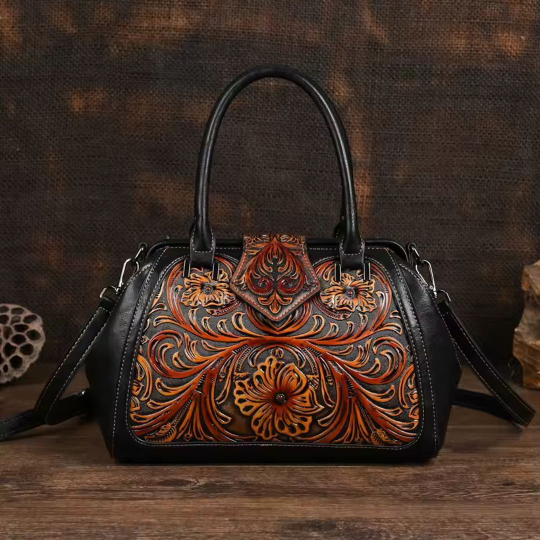 Florina - Bolso de piel con diseño grabado y estampado floral