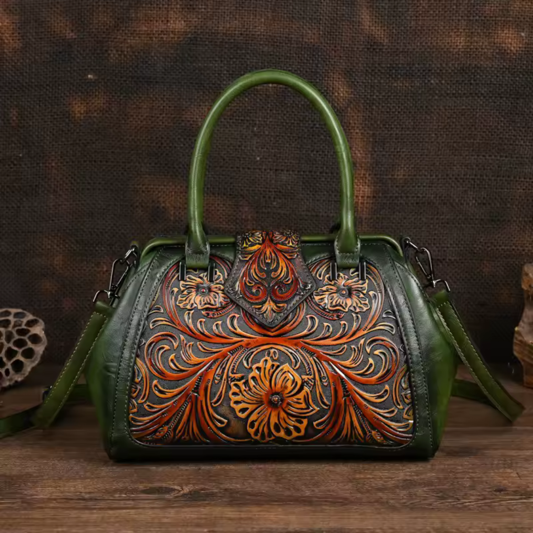 Florina - Bolso de piel con diseño grabado y estampado floral