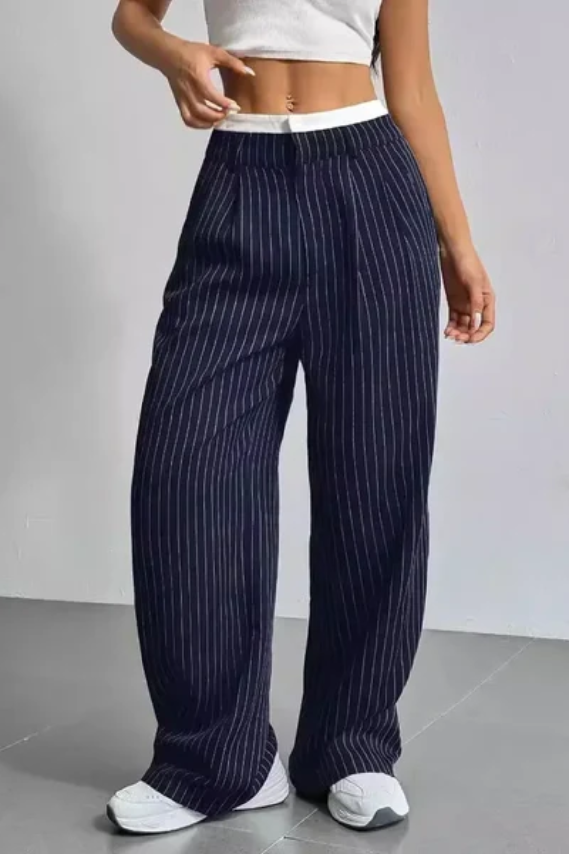 Marisol – Pantalón ancho de rayas con bolsillos