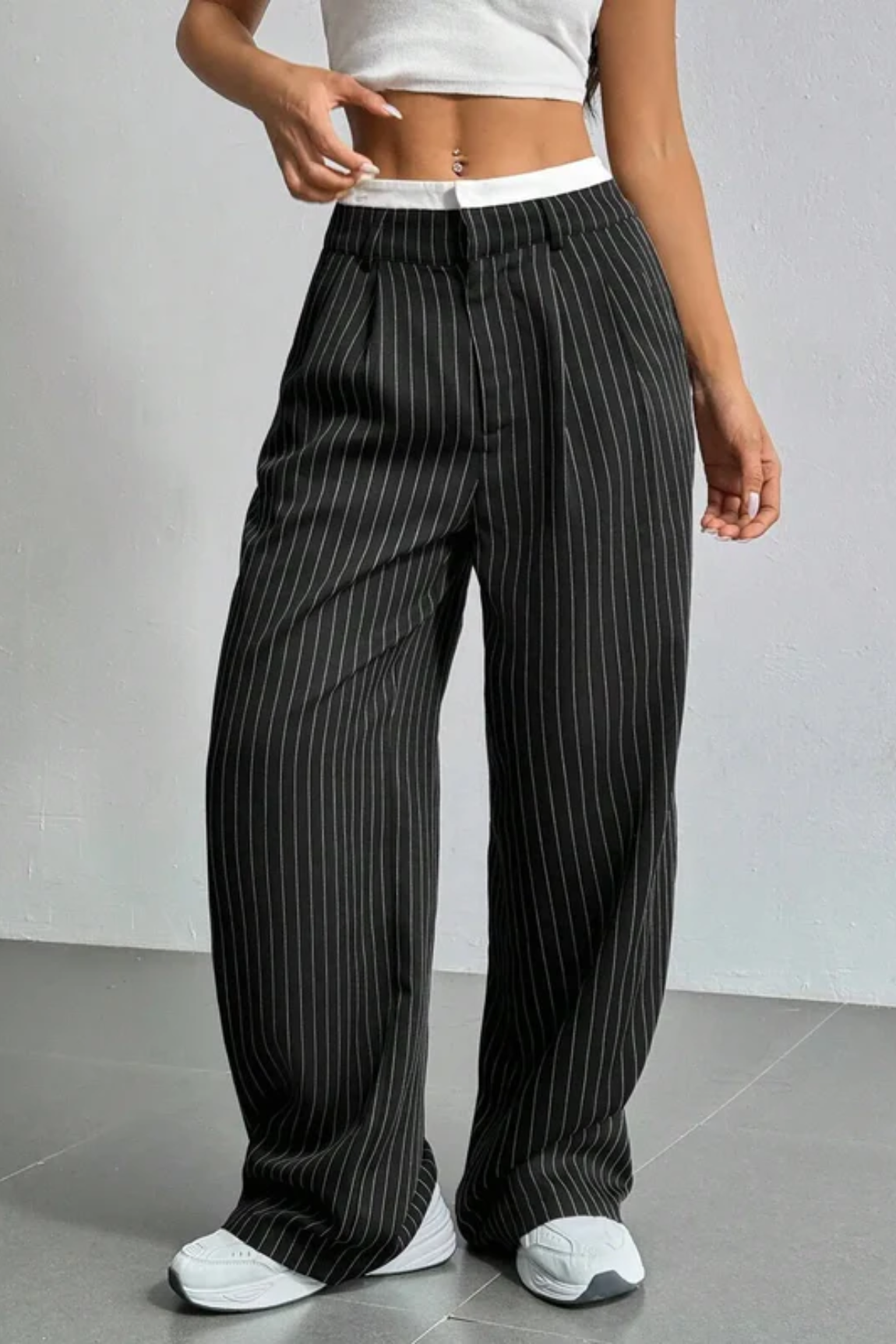 Marisol – Pantalón ancho de rayas con bolsillos