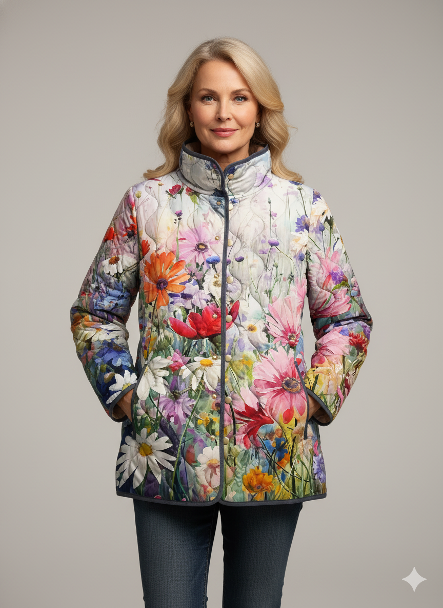 Alexa | Chaqueta Acolchada Floral para Mujeres - Estilo Casual Vintage