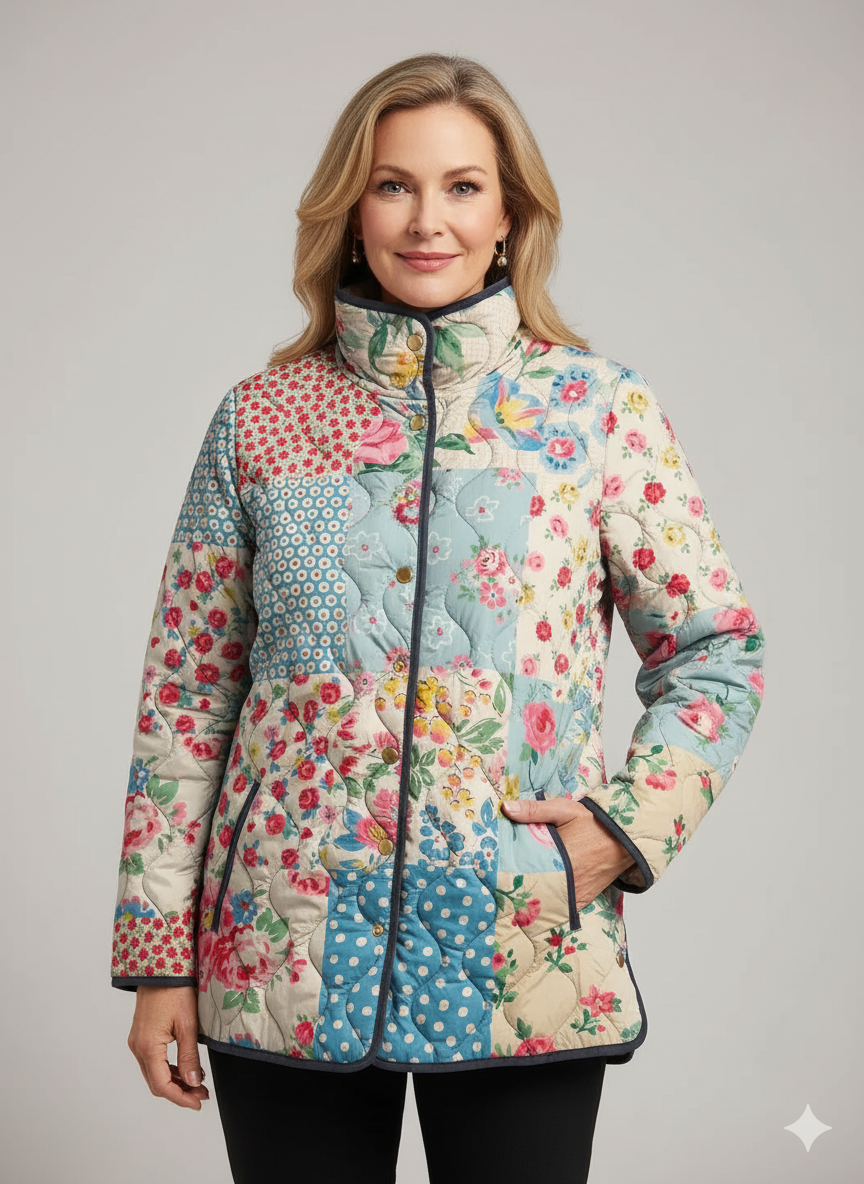 Destiny | Chaqueta Acolchada Floral para Mujeres - Estilo Vintage Casual