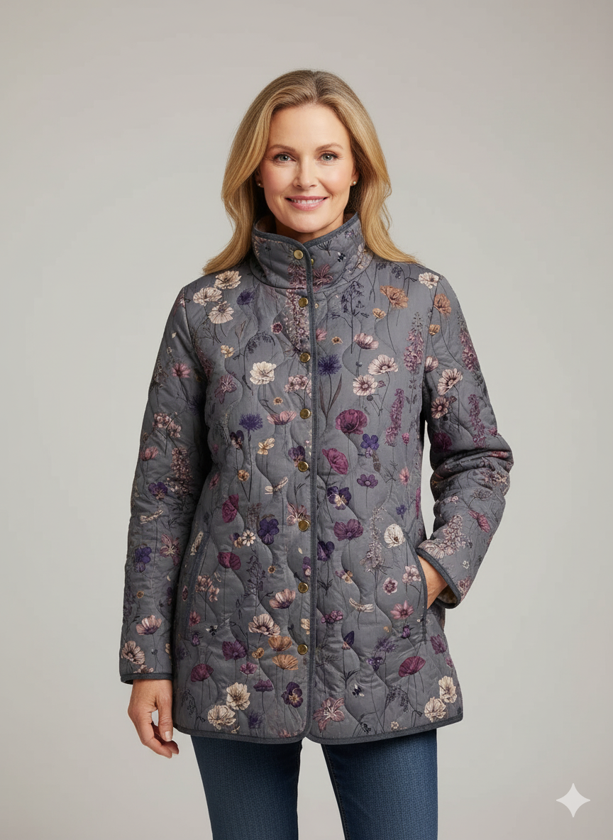 Chaqueta Casual Acolchada Floral Vintage Savannah para Mujeres
