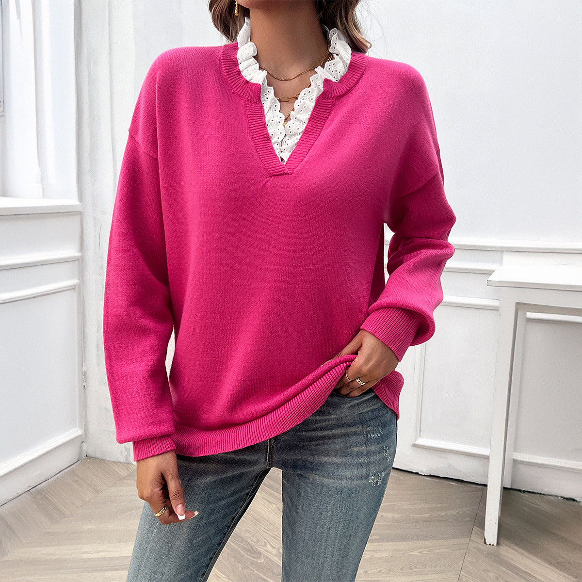 Amara – Jersey con detalle de encaje