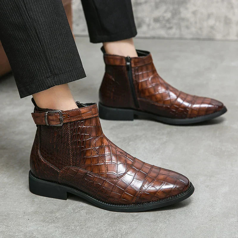 Massimo | Botines para hombre con diseño de piel de cocodrilo