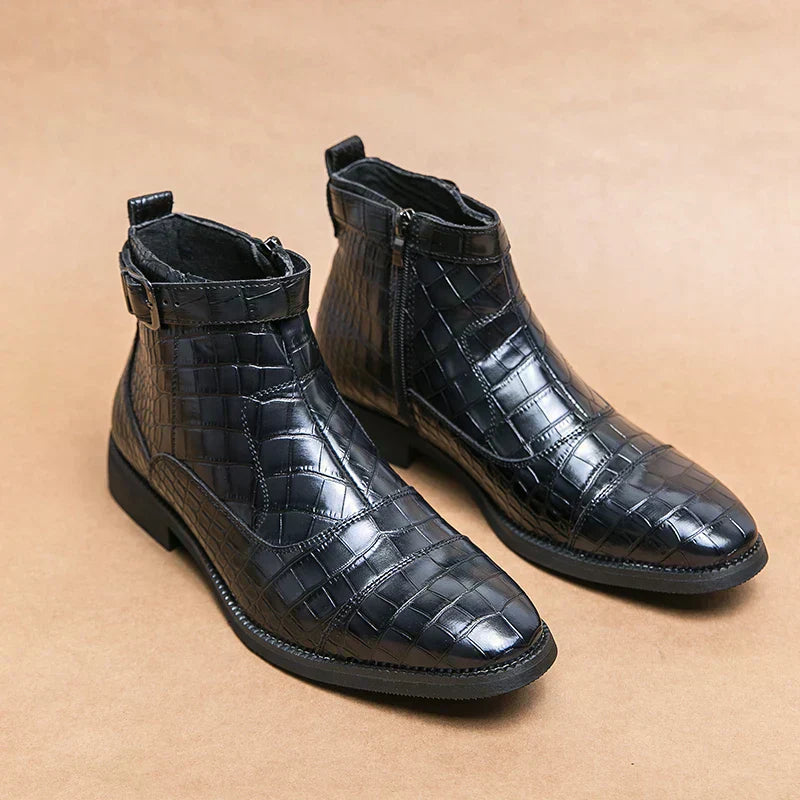 Massimo | Botines para hombre con diseño de piel de cocodrilo