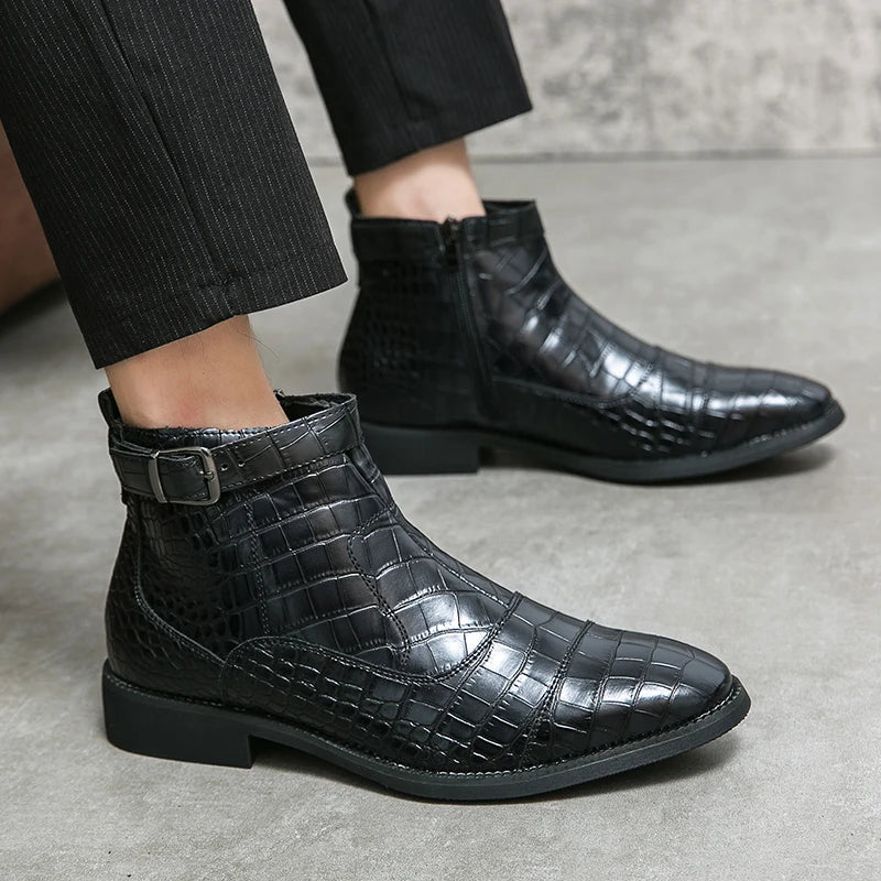Massimo | Botines para hombre con diseño de piel de cocodrilo