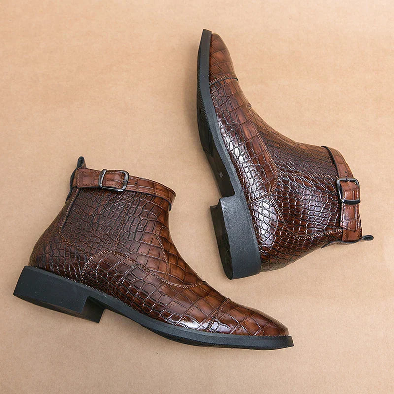 Massimo | Botines para hombre con diseño de piel de cocodrilo