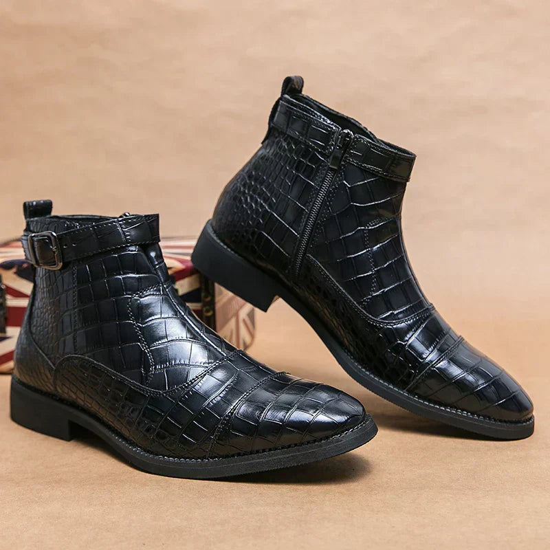 Massimo | Botines para hombre con diseño de piel de cocodrilo