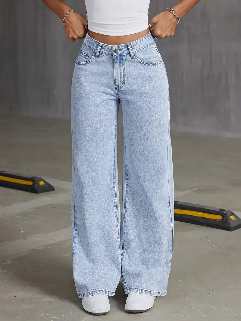 Celia - Pantalones Anchos de Cintura Alta