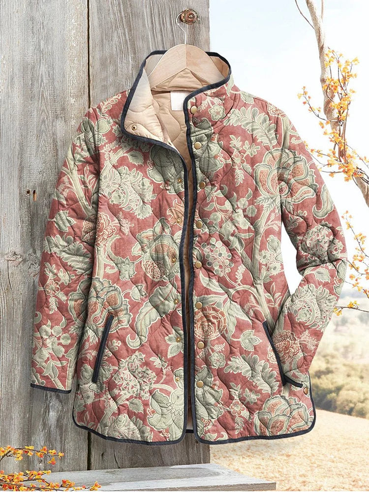 Ava | Chaqueta Casual Acolchada Femenina con Estampado Floral Vintage