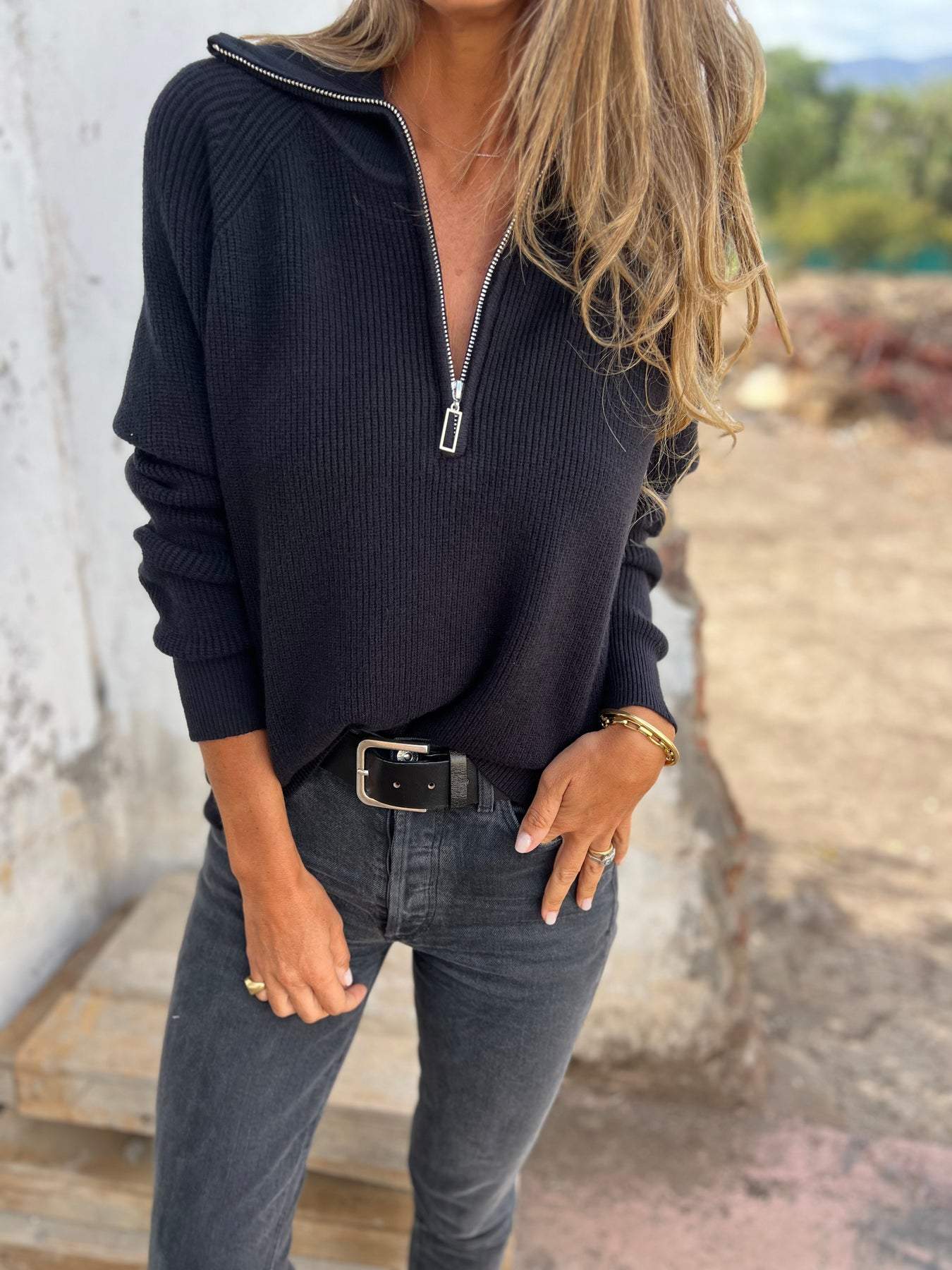 Sandra – Jersey de punto con cuello en V