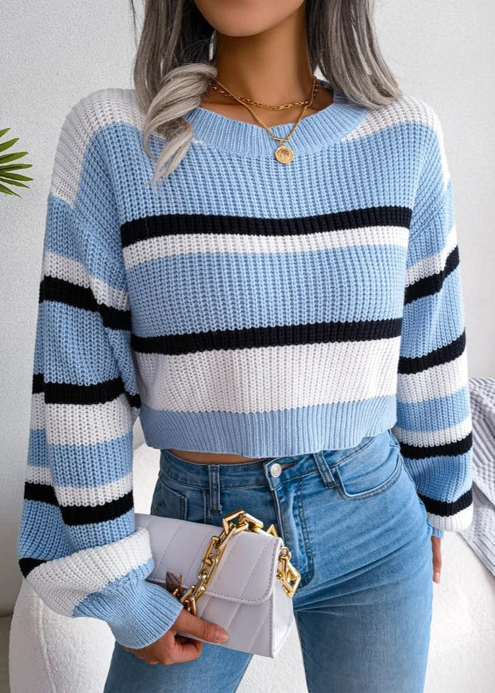 Rosa - Jersey Cropped con Rayas