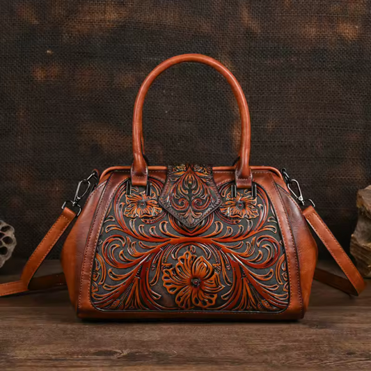 Florina - Bolso de piel con diseño grabado y estampado floral