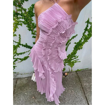 OLAYA - VESTIDO LARGO CON VOLANTES