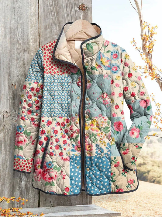 Destiny | Chaqueta Acolchada Floral para Mujeres - Estilo Vintage Casual