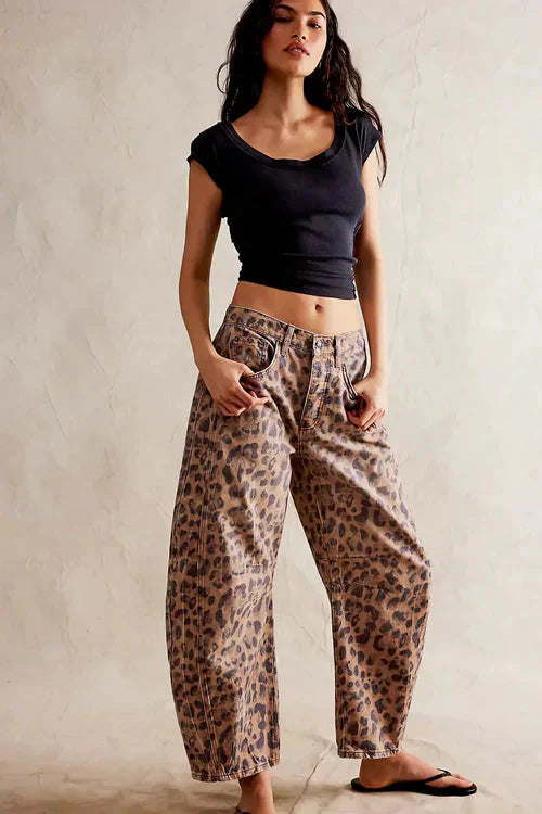 Lucía – Jeans anchos estampado leopardo