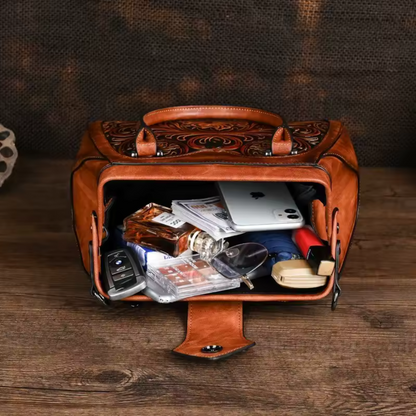 Florina - Bolso de piel con diseño grabado y estampado floral