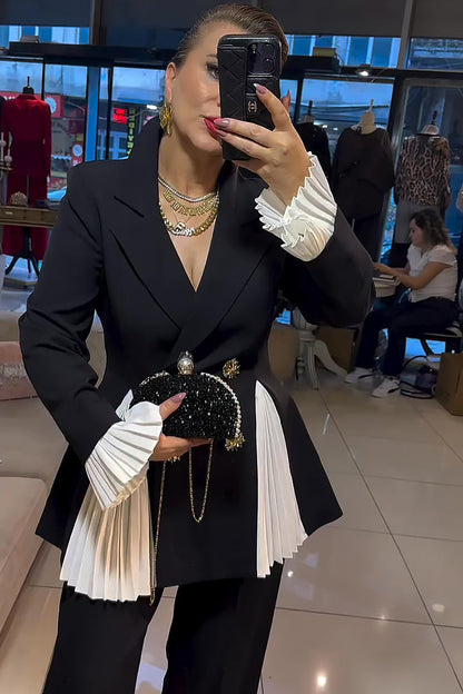 OLIVIA - Blazer de lujo cruzado con detalles plisados