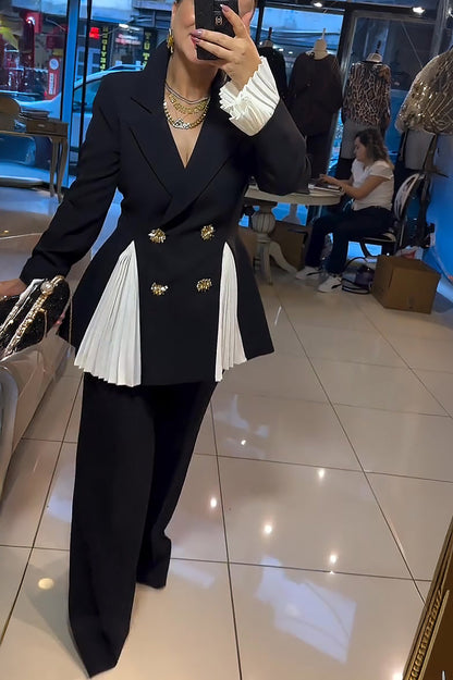 OLIVIA - Blazer de lujo cruzado con detalles plisados