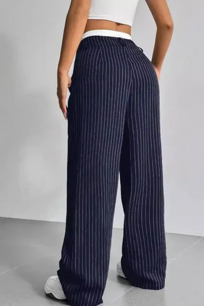 Marisol – Pantalón ancho de rayas con bolsillos