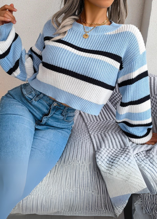 Rosa -  Jersey Cropped con Rayas