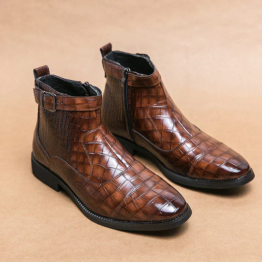 Massimo | Botines para hombre con diseño de piel de cocodrilo