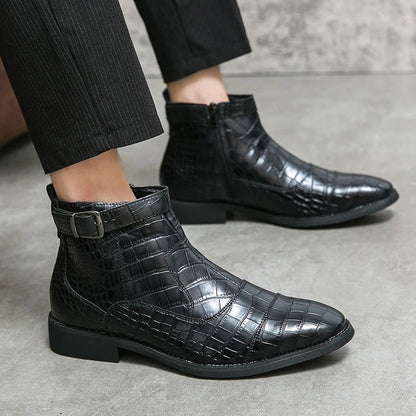 Massimo | Botines para hombre con diseño de piel de cocodrilo
