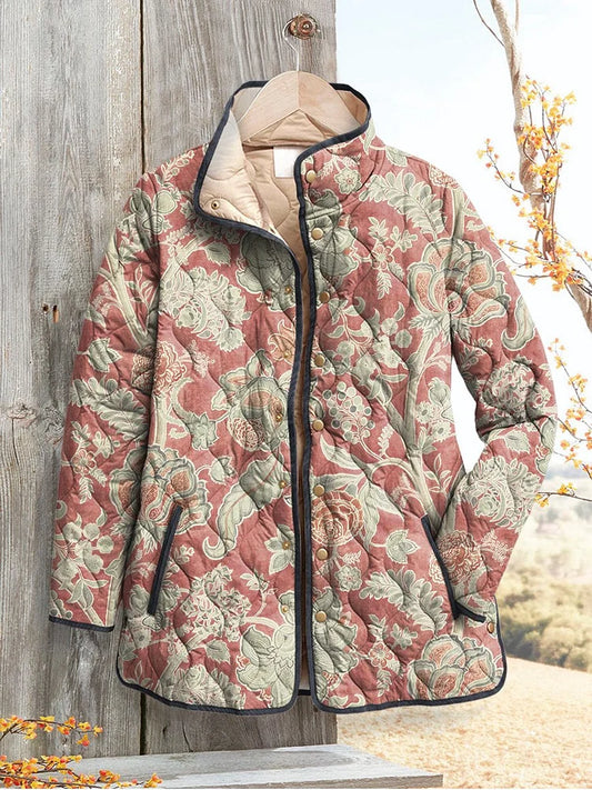 Ava | Chaqueta Casual Acolchada Femenina con Estampado Floral Vintage