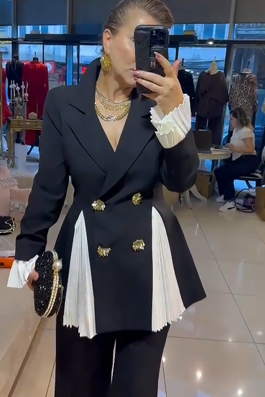 OLIVIA - Blazer de lujo cruzado con detalles plisados